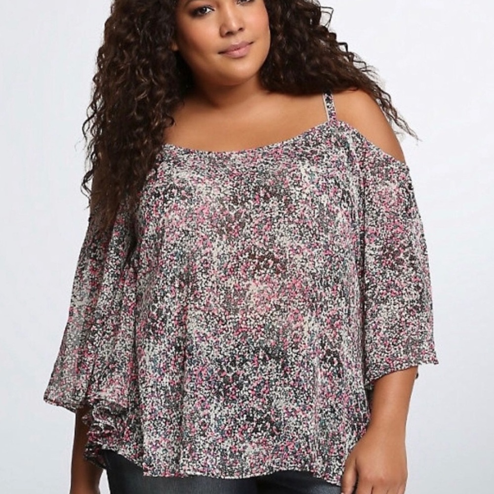 Torrid Ditsy Floral Cold Shoulder Blouse